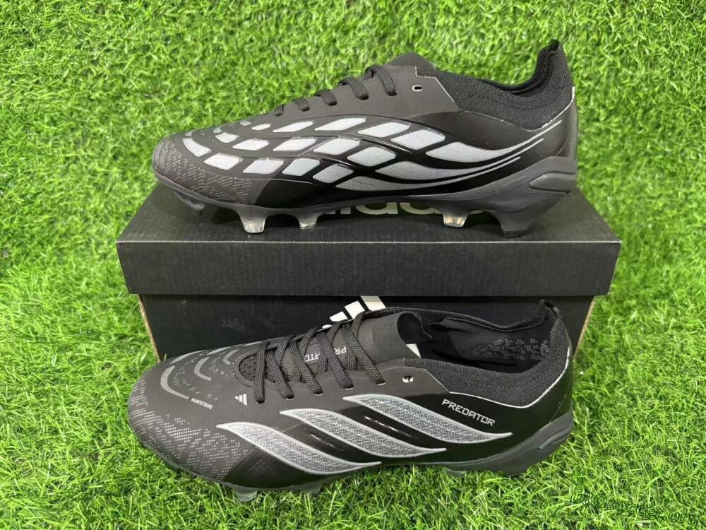 Adidas Predator 26 Elite FG Football Boots - Black/Charcoal Gray/Frosted Silver