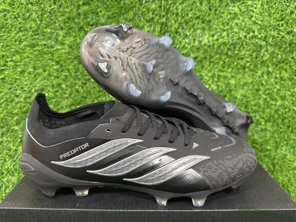 Adidas Predator 26 Elite FG Football Boots - Black/Charcoal Gray/Frosted Silver