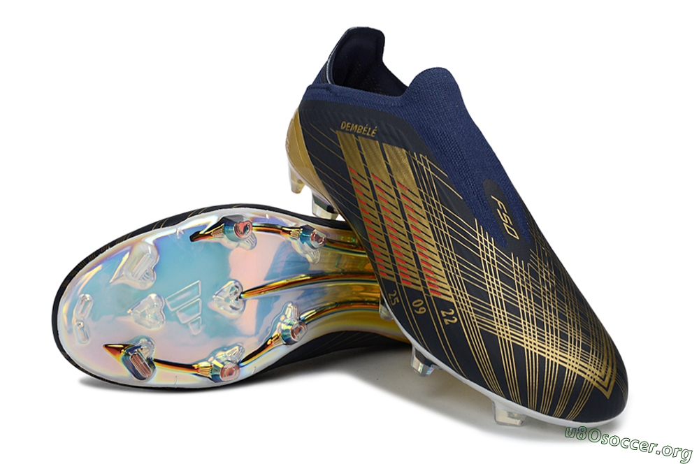 Adidas F50 Elite Laceless FG Football Boots - Navy/Gold/Red 4