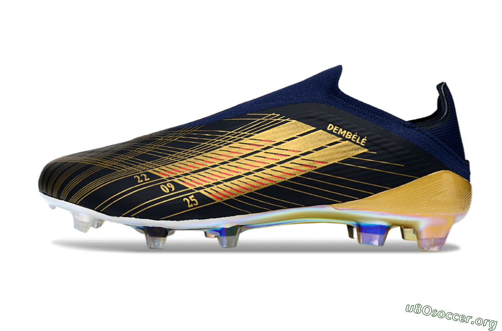 Adidas F50 Elite Laceless FG Football Boots - Navy/Gold/Red 3