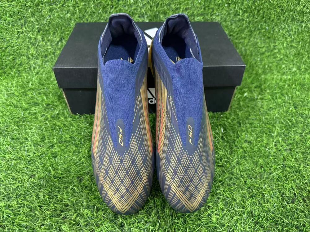 Adidas F50 Elite Laceless FG Football Boots - Navy/Gold/Red