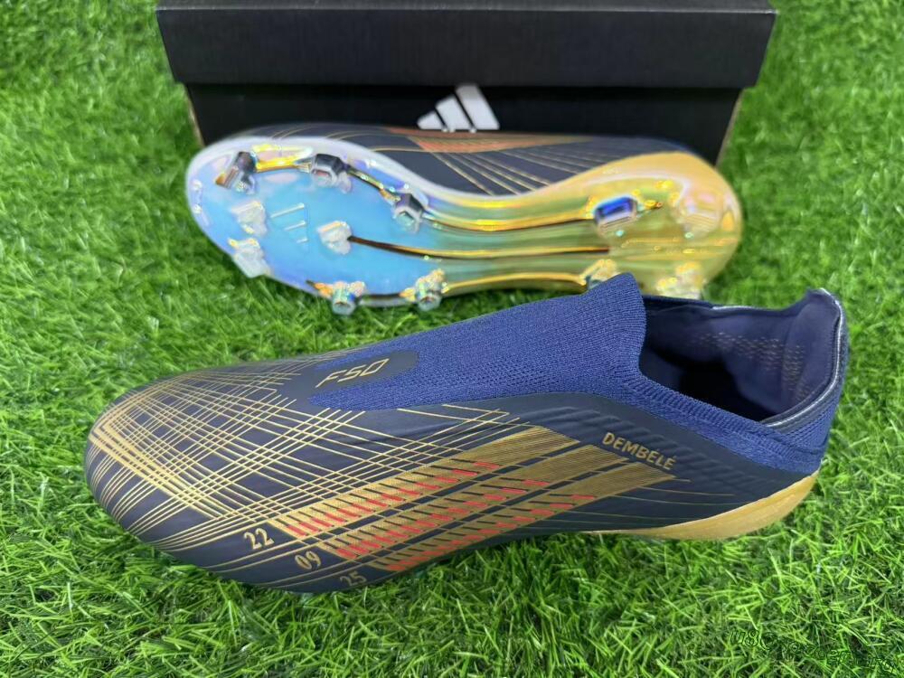 Adidas F50 Elite Laceless FG Football Boots - Navy/Gold/Red