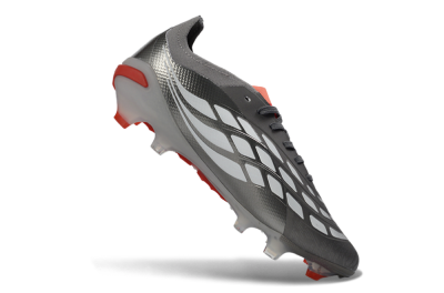 Adidas Predator 26 Elite FG Football Boots - Gray/Crimson Red/Steel Silver