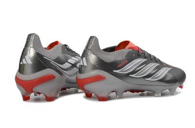 Adidas Predator 26 Elite FG Football Boots - Gray/Crimson Red/Steel Silver