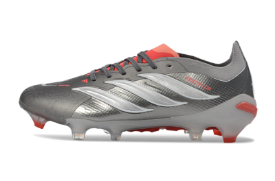 Adidas Predator 26 Elite FG Football Boots - Gray/Crimson Red/Steel Silver