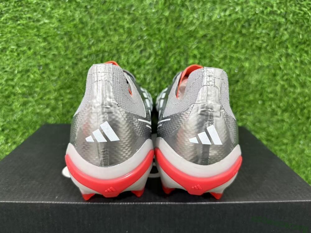 Adidas Predator 26 Elite FG Football Boots - Gray/Crimson Red/Steel Silver