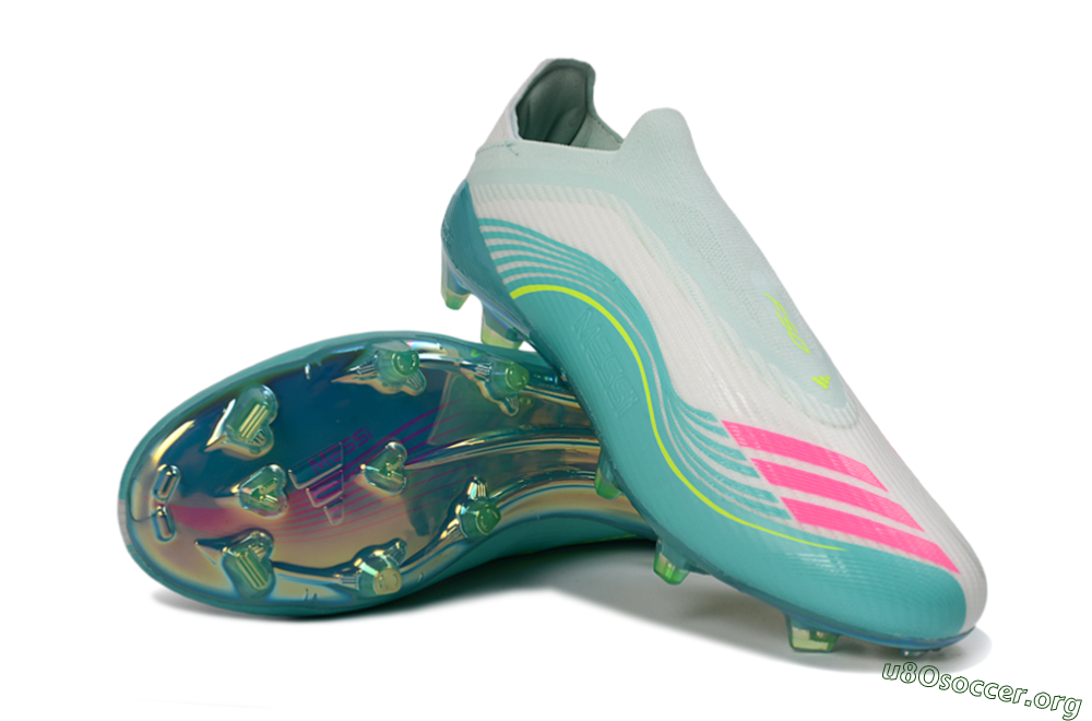Messi x Adidas F50 Elite Laceless FG Football Boots - Teal/Electric Green/Fuchsia Pink 4