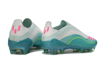 Messi x Adidas F50 Elite Laceless FG Football Boots - Teal/Electric Green/Fuchsia Pink