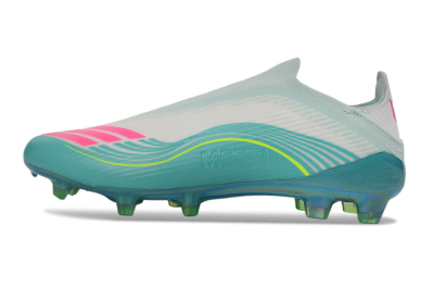Messi x Adidas F50 Elite Laceless FG Football Boots - Teal/Electric Green/Fuchsia Pink