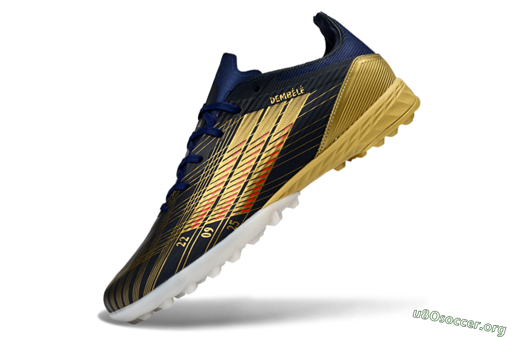 Adidas F50 Pro TF Football Shoes - Navy/Gold/Red 6