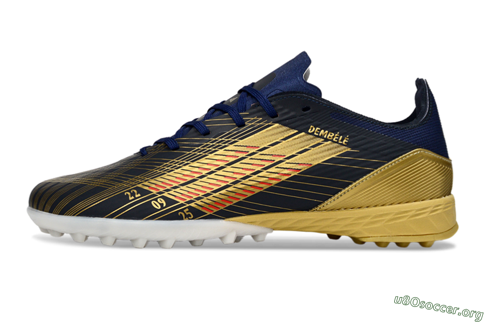 Adidas F50 Pro TF Football Shoes - Navy/Gold/Red 3