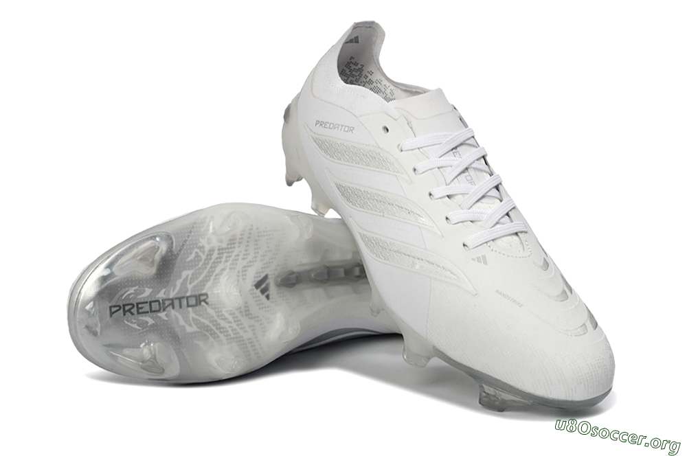 Adidas Predator 26 Elite FG Football Boots - White/Silver Grey/Minimalist White 4