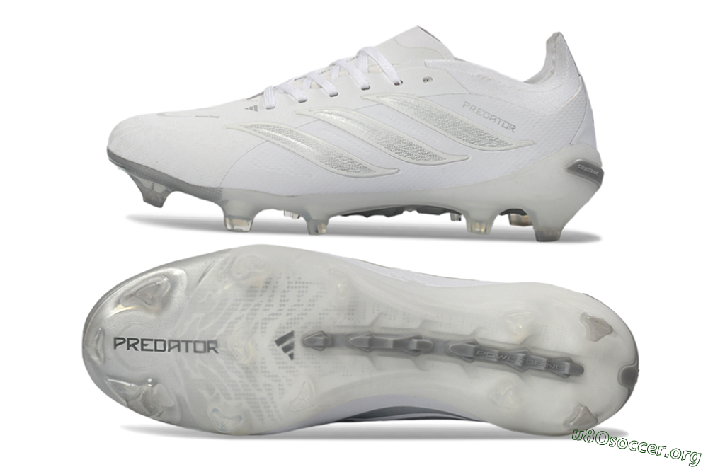 Adidas Predator 26 Elite FG Football Boots - White/Silver Grey/Minimalist White 1