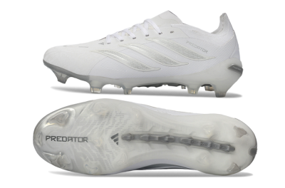 Adidas Predator 26 Elite FG Football Boots - White/Silver Grey/Minimalist White