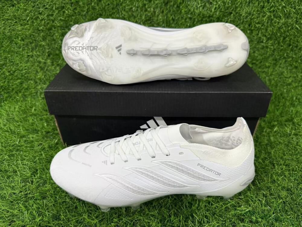 Adidas Predator 26 Elite FG Football Boots - White/Silver Grey/Minimalist White