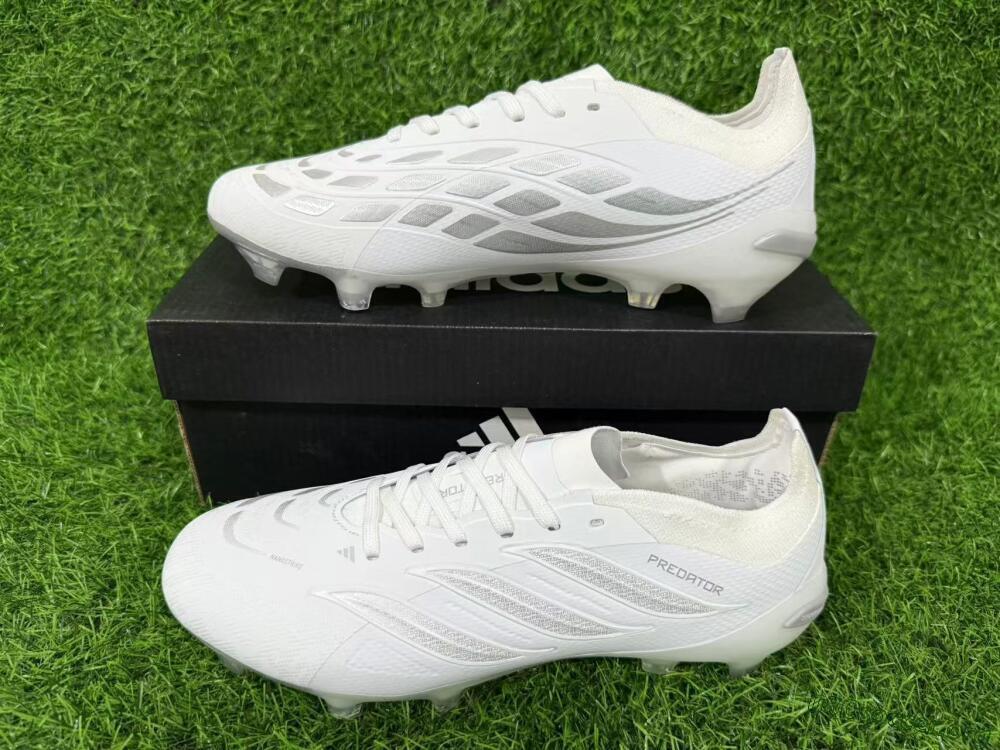 Adidas Predator 26 Elite FG Football Boots - White/Silver Grey/Minimalist White