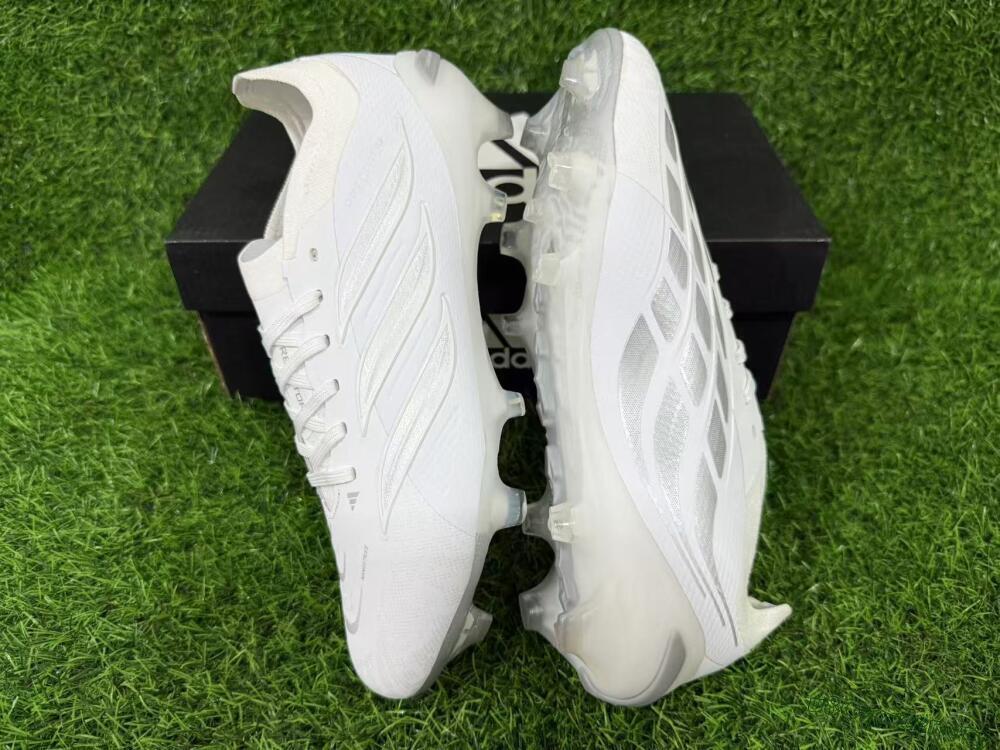Adidas Predator 26 Elite FG Football Boots - White/Silver Grey/Minimalist White