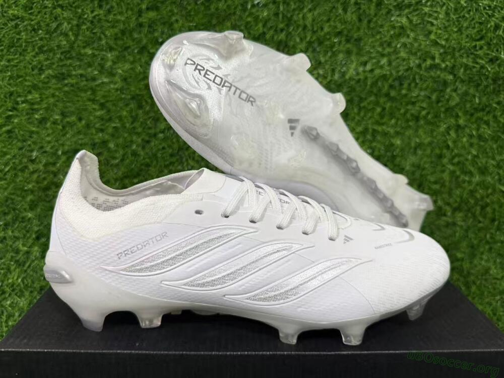Adidas Predator 26 Elite FG Football Boots - White/Silver Grey/Minimalist White