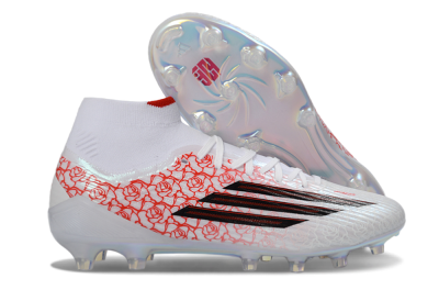 Adidas F50 Elite Mid AG Football Boots - White/Crimson Rose/Black Spark