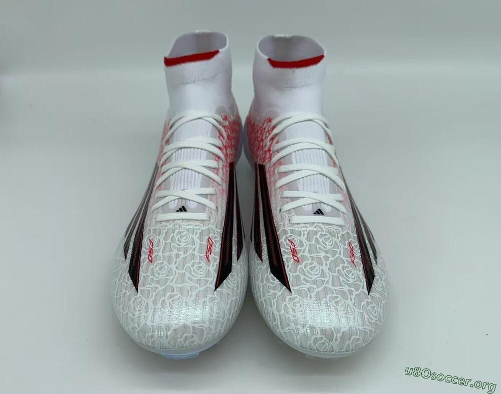 Adidas F50 Elite Mid AG Football Boots - White/Crimson Rose/Black Spark