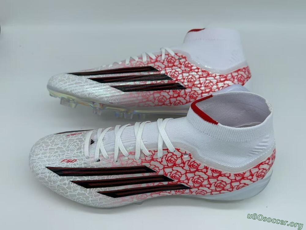 Adidas F50 Elite Mid AG Football Boots - White/Crimson Rose/Black Spark