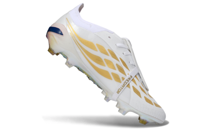 Adidas Predator 26 Elite Fold-Over Tongue FG Football Boots - White/Gold Accent/Reflective Hues