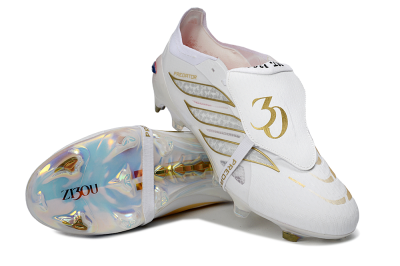 Adidas Predator 26 Elite Fold-Over Tongue FG Football Boots - White/Gold Accent/Reflective Hues