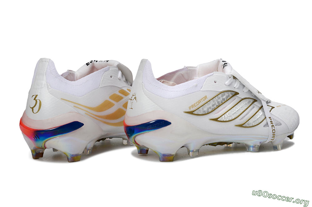 Adidas Predator 26 Elite Fold-Over Tongue FG Football Boots - White/Gold Accent/Reflective Hues 6