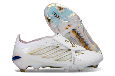 Adidas Predator 26 Elite Fold-Over Tongue FG Football Boots - White/Gold Accent/Reflective Hues