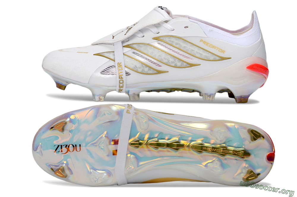 Adidas Predator 26 Elite Fold-Over Tongue FG Football Boots - White/Gold Accent/Reflective Hues 1