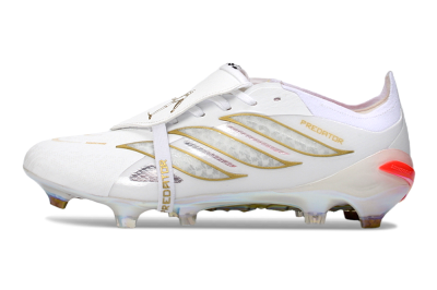 Adidas Predator 26 Elite Fold-Over Tongue FG Football Boots - White/Gold Accent/Reflective Hues