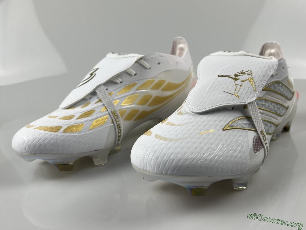 Adidas Predator 26 Elite Fold-Over Tongue FG Football Boots - White/Gold Accent/Reflective Hues