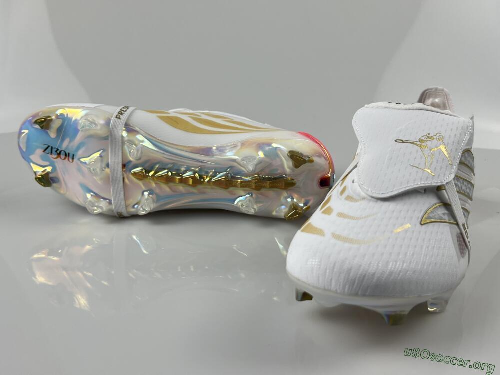 Adidas Predator 26 Elite Fold-Over Tongue FG Football Boots - White/Gold Accent/Reflective Hues