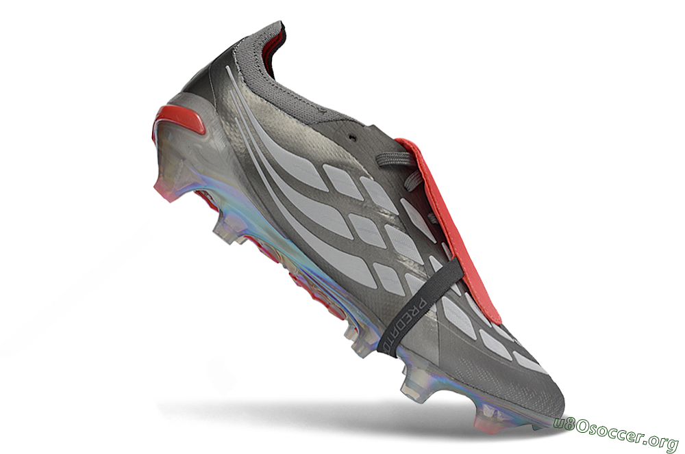 Adidas Predator 26 Elite Fold-Over Tongue FG Football Boots - Black/Vibrant Red/Pearlescent Silver 4