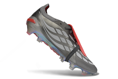 Adidas Predator 26 Elite Fold-Over Tongue FG Football Boots - Black/Vibrant Red/Pearlescent Silver