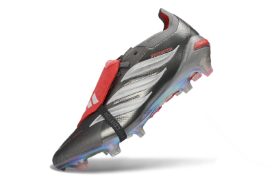 Adidas Predator 26 Elite Fold-Over Tongue FG Football Boots - Black/Vibrant Red/Pearlescent Silver