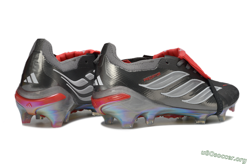 Adidas Predator 26 Elite Fold-Over Tongue FG Football Boots - Black/Vibrant Red/Pearlescent Silver 6