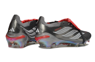 Adidas Predator 26 Elite Fold-Over Tongue FG Football Boots - Black/Vibrant Red/Pearlescent Silver