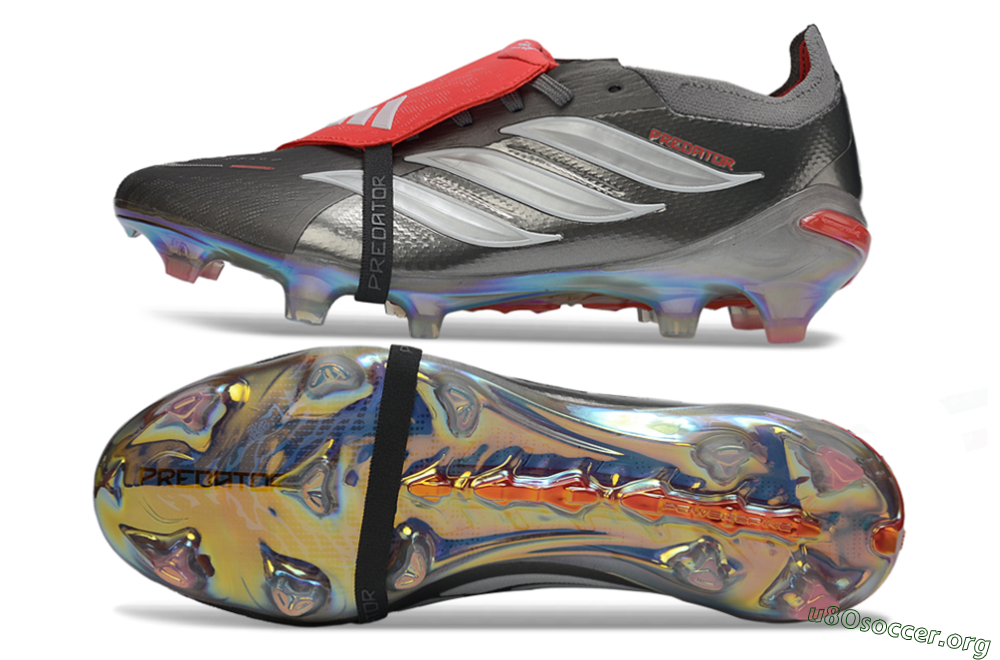 Adidas Predator 26 Elite Fold-Over Tongue FG Football Boots - Black/Vibrant Red/Pearlescent Silver 1
