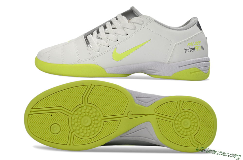 Nike Total 90 III IC Football Shoes - White/Lime Green/Metallic Silver 1