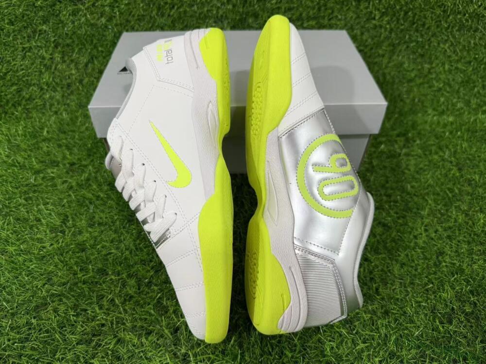 Nike Total 90 III IC Football Shoes - White/Lime Green/Metallic Silver