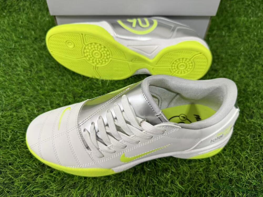 Nike Total 90 III IC Football Shoes - White/Lime Green/Metallic Silver