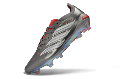 Adidas Predator 26 Elite FG Football Boots - Gray/Crimson Red/Metallic Silver