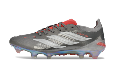 Adidas Predator 26 Elite FG Football Boots - Gray/Crimson Red/Metallic Silver
