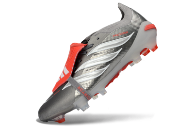 Adidas Predator 26 Elite Fold-Over Tongue FG Football Boots - Gray/Electric Red/Metallic Silver
