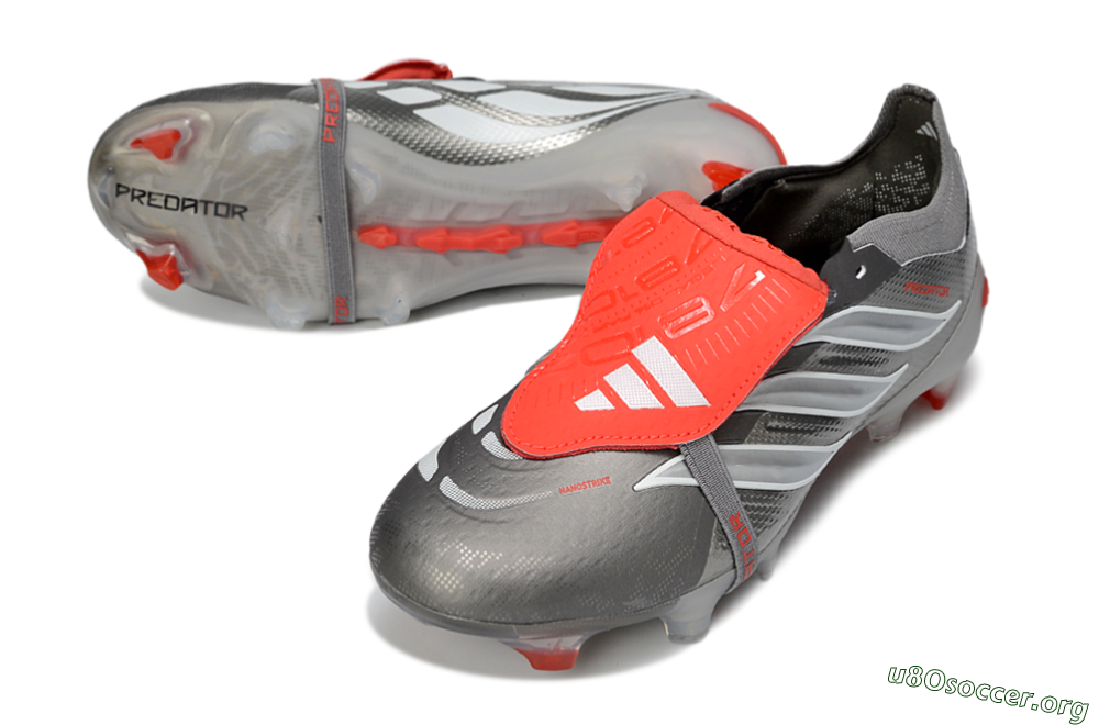 Adidas Predator 26 Elite Fold-Over Tongue FG Football Boots - Gray/Electric Red/Metallic Silver 0