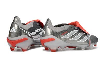 Adidas Predator 26 Elite Fold-Over Tongue FG Football Boots - Gray/Electric Red/Metallic Silver