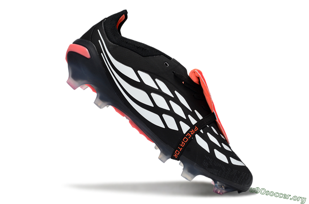 Adidas Predator 26 Elite Fold-Over Tongue FG Football Boots - Black/Crimson Red/Metallic Silver 5