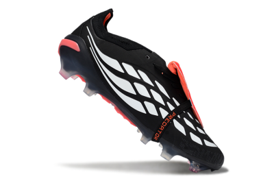 Adidas Predator 26 Elite Fold-Over Tongue FG Football Boots - Black/Crimson Red/Metallic Silver