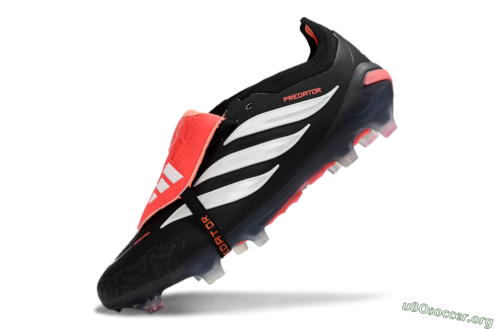 Adidas Predator 26 Elite Fold-Over Tongue FG Football Boots - Black/Crimson Red/Metallic Silver 6